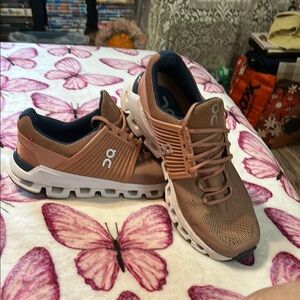 On Running Sneakers in Brown and White